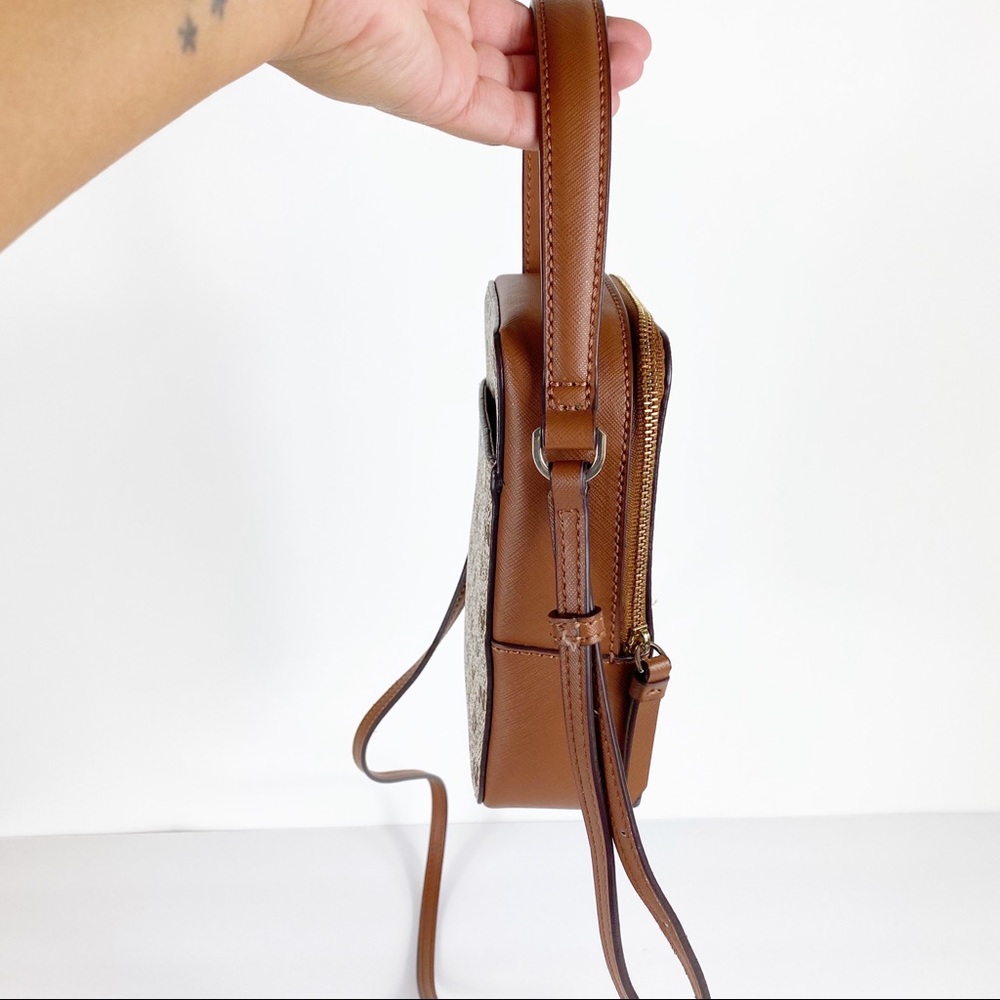 DKNY Mini Top Handle Crossbody in Signature Canvas Tan - Picture 9 of 12